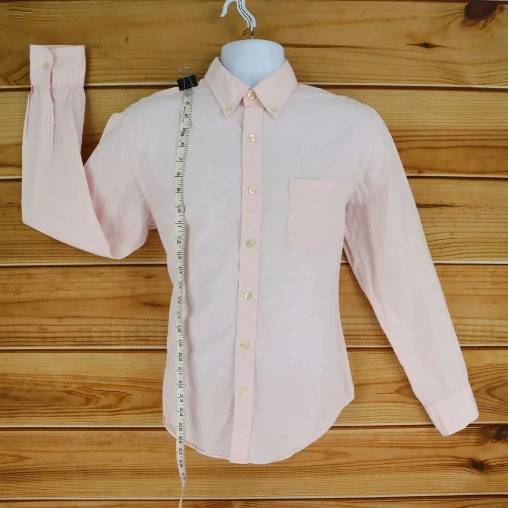 J. Crew Dress Shirt Mens Sz M Pink Checks 100% Cotton Tailored Fit Washed Casual